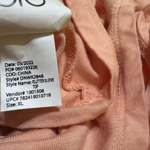 Nine West Womens Flutter Sleeve Top Peach X-Large Lightweight Stretchy T-Shirt‎ - Picture 4 of 8